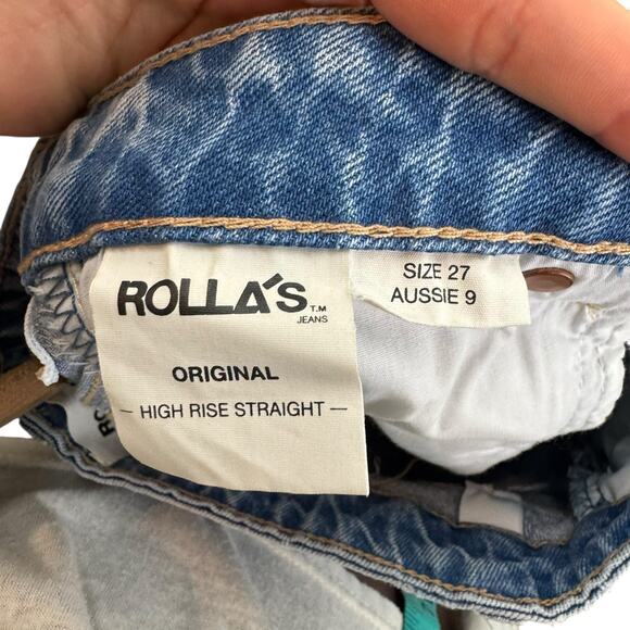 Rolla's Original High Rise Straight Light Wash Rigid Denim Jeans - Picture 12 of 14